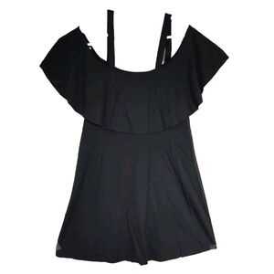 Maeve Anthropologie Women’s Large Babydoll Mini Slip Drop Waist LBD Black Dress